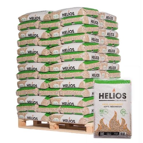 11111 HELIOS granulės – 65 x 15 kg maišų paletė – 100 % spygliuočių mediena - Image 1